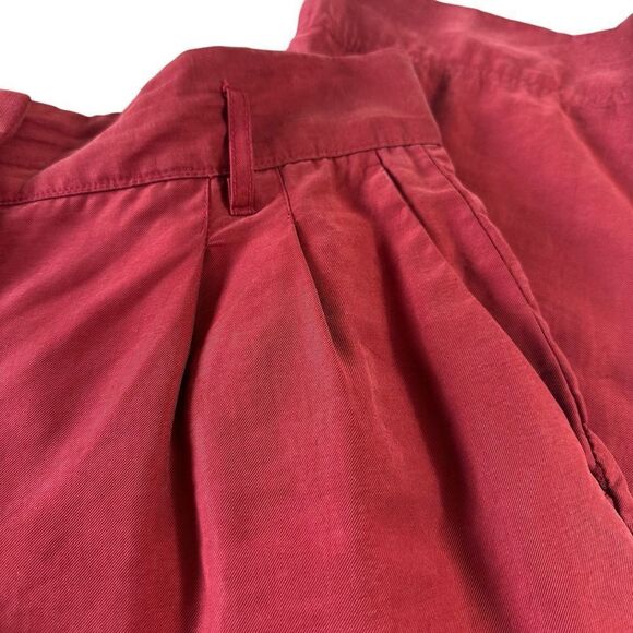 H&M Lyocell Red High Rise Pleated Trousers, 14 - Picture 4 of 10